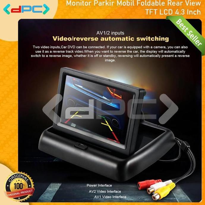 DIKARTELLA Monitor LCD TFT 4.3 Inch Untuk Parkir Mobil Foldable Rear View