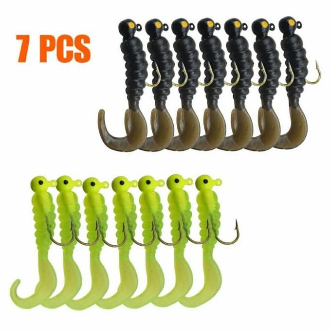 Umpan Pancing Silikon Cacing Buatan Soft Lure Fishing Bait 7 PCS