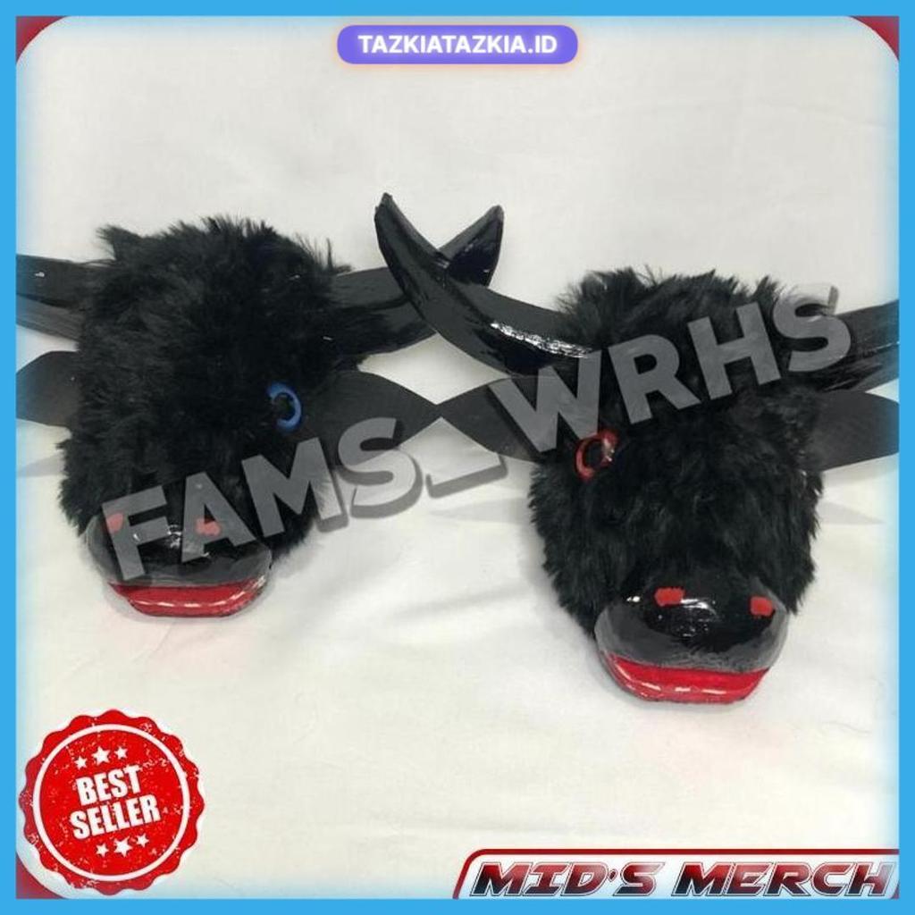 Promo (Terbaik) Bantengan Bulu Putih Mini Bantengan Anak Bahan Kayu Variasi Bulu Hitam Tv52