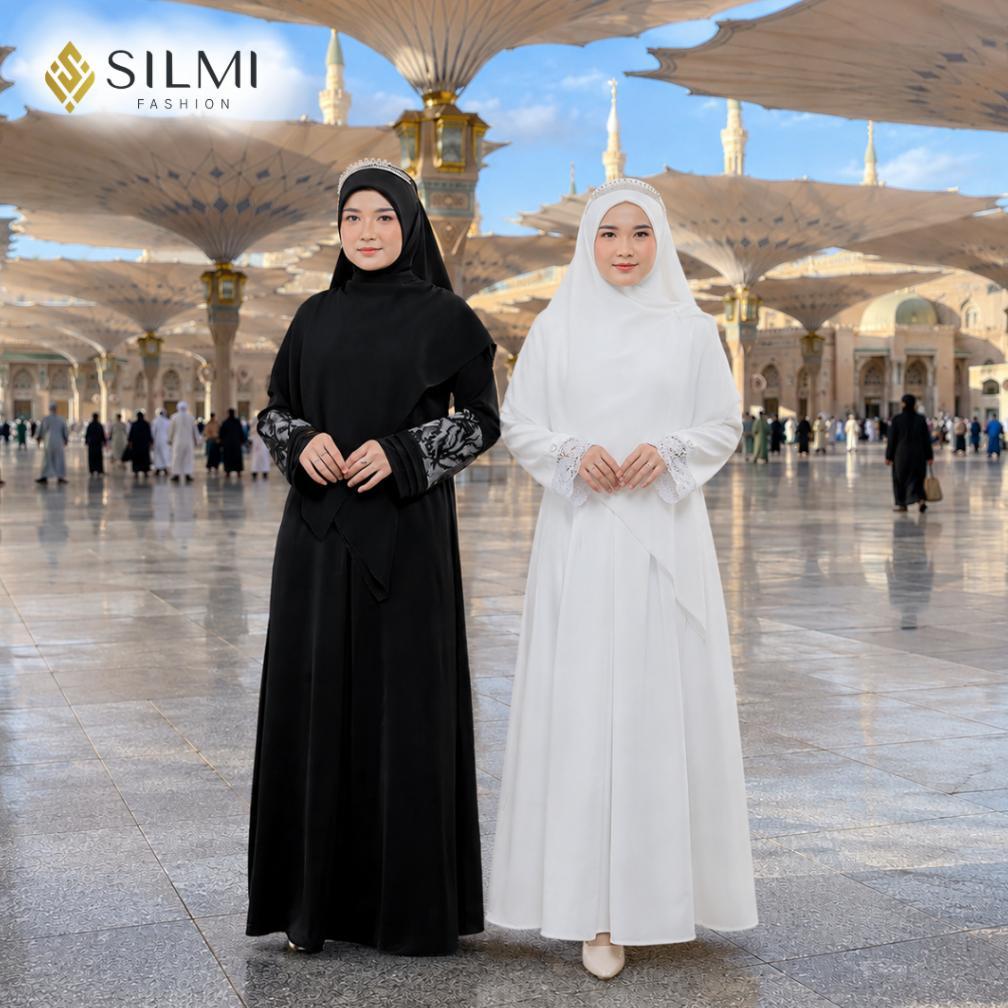 [SILMI] Abaya Anti UV Premium - Gamis Abaya Putih - Gamis Umroh Haji - Abaya Gamis Polos