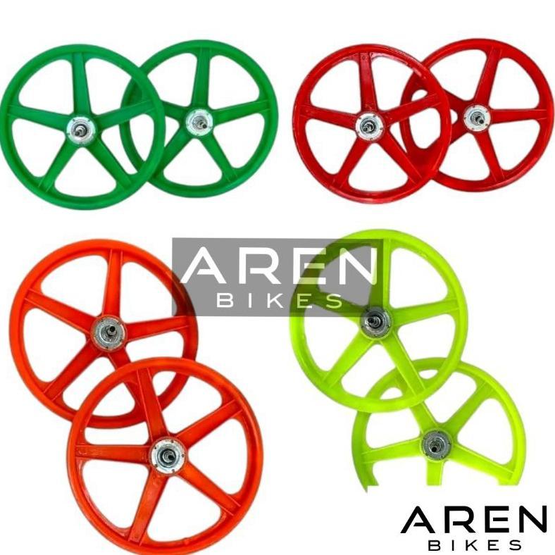 RODA RACING BINTANG 5 SEPEDA 20 INCH BMX MINI VELG PALANG MERAH HIJAU ORANYE BIRU WHEELSET ATOM PLAS