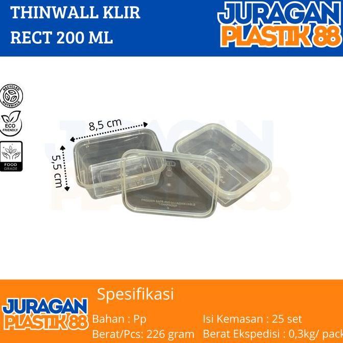 Thinwall Sekat | Thinwall Bento | Thinwall Persegi Panjang | KLIR 200ml 250ml 300ml 500ml 650ml 1000