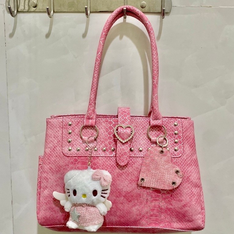 Y2K Pink Croco Bag Tas Wanita Style Y2K Vintage