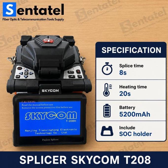 [MEKANO STORE] Skycom T208 Splicer T208 Skycom Fusion Splicer Splicing Splising T208H