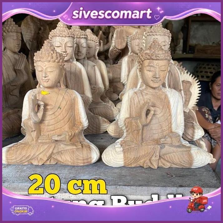 Patung Buddha Kayu 20 Cm Patung Buda Kayu Patung Budha Kayu Pajangan Patung Budha Dekorasi Patung Bu