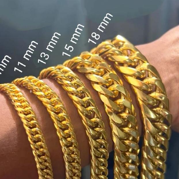 Gelang Pria Cowok Rantai Gold Emas Titanium Stainless Steel
