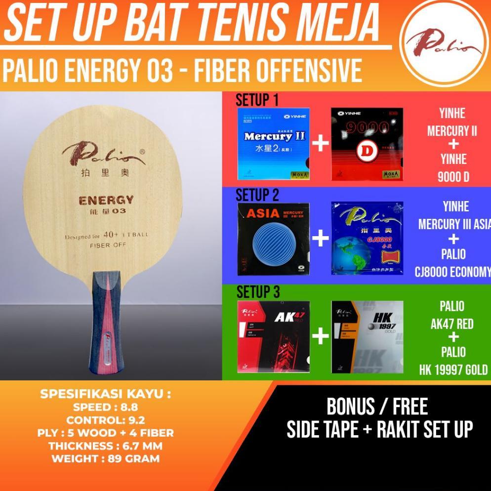 [ UVU ] Paket Bat Pingpong Rakitan Palio Energy 03 Fiber OFF Yinhe Palio