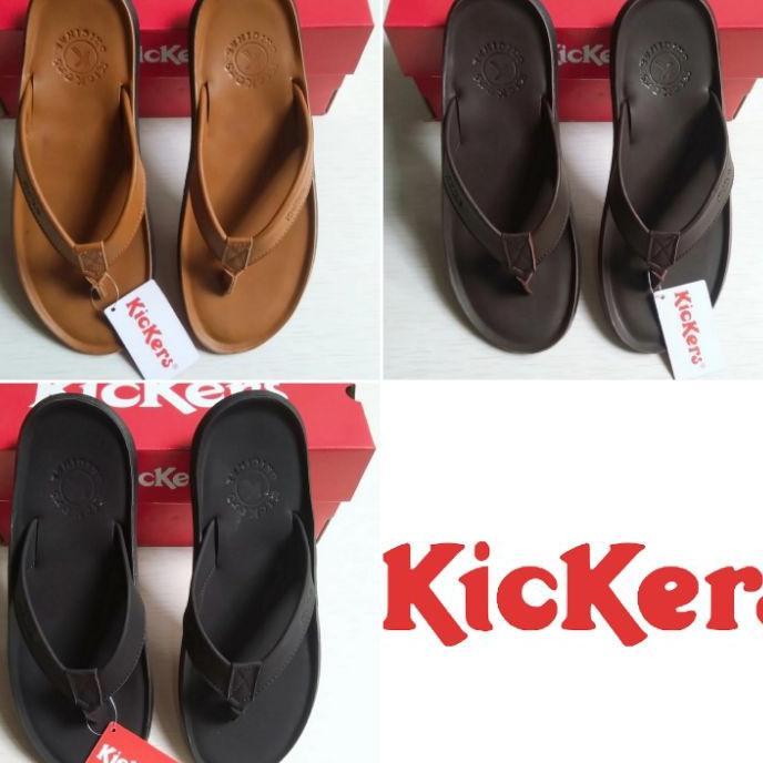 Sandal Kickers Pria - Sandal Jepit Kickers Kulit - Sandal Japit Pria Kickers Original Kulit Asli