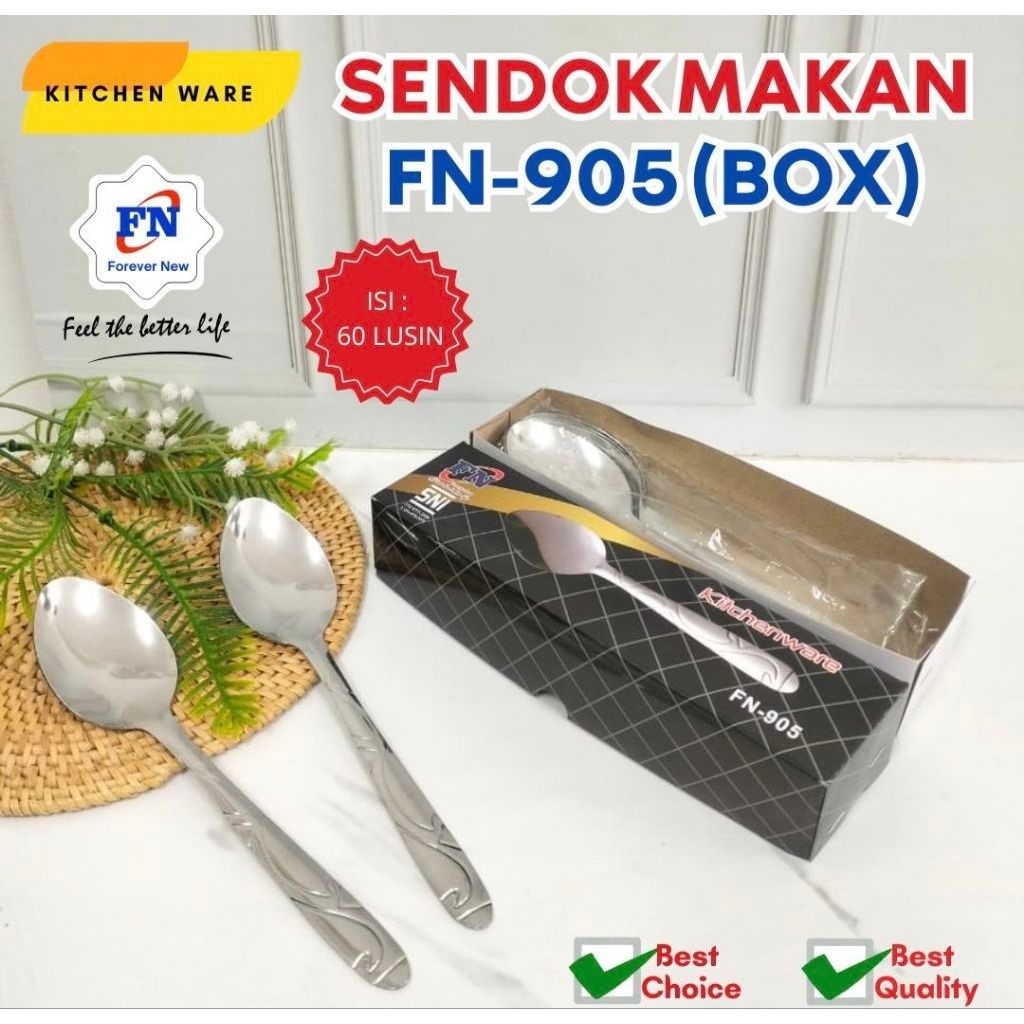FN905(1lusin/12pcs)-SENDOK MAKAN STAINLESS STEL TEBAL FN-905 SNI WADAH BOX