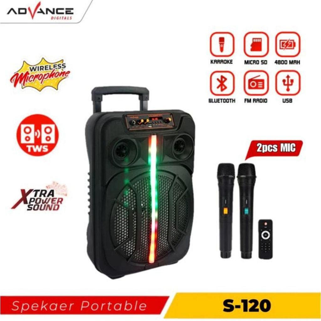 Advance S-120 Speaker 12 inch bluetooth free 2 mic