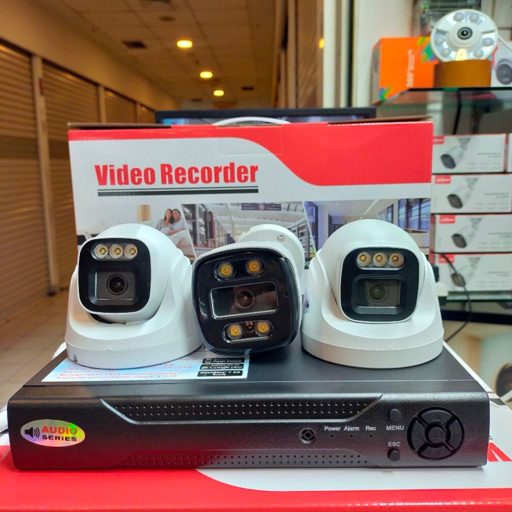 PAKET CCTV 8 CHANNEL 3 KAMERA CCTV HDVISION 8MP COLORVU AUDIO