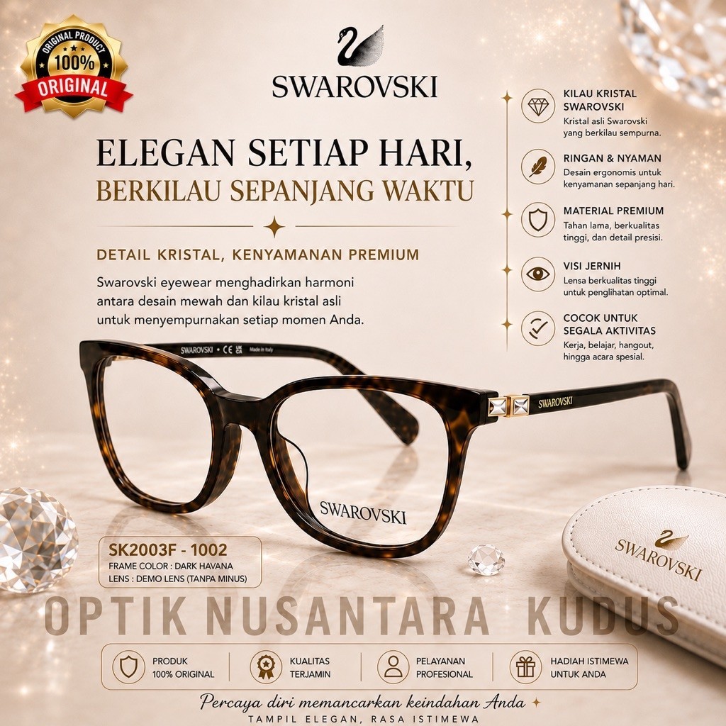 Swarovski Frame Kacamata Original SK2003F Asian Fit 1002