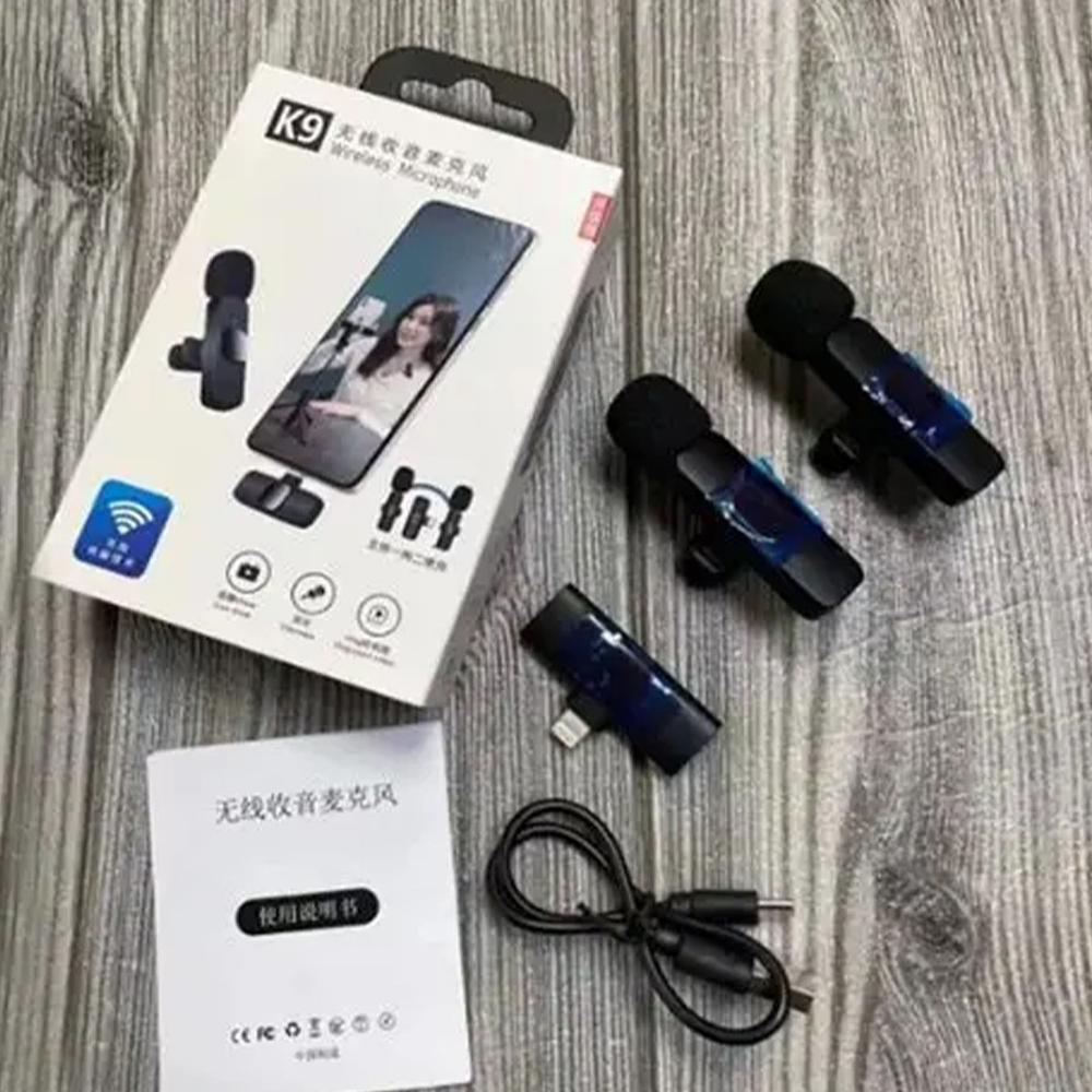 Favorit Wireless Clip-On Microphone K9 Mini Mic Premium Untuk Smartphone Kamera Vlog Live Streaming 
