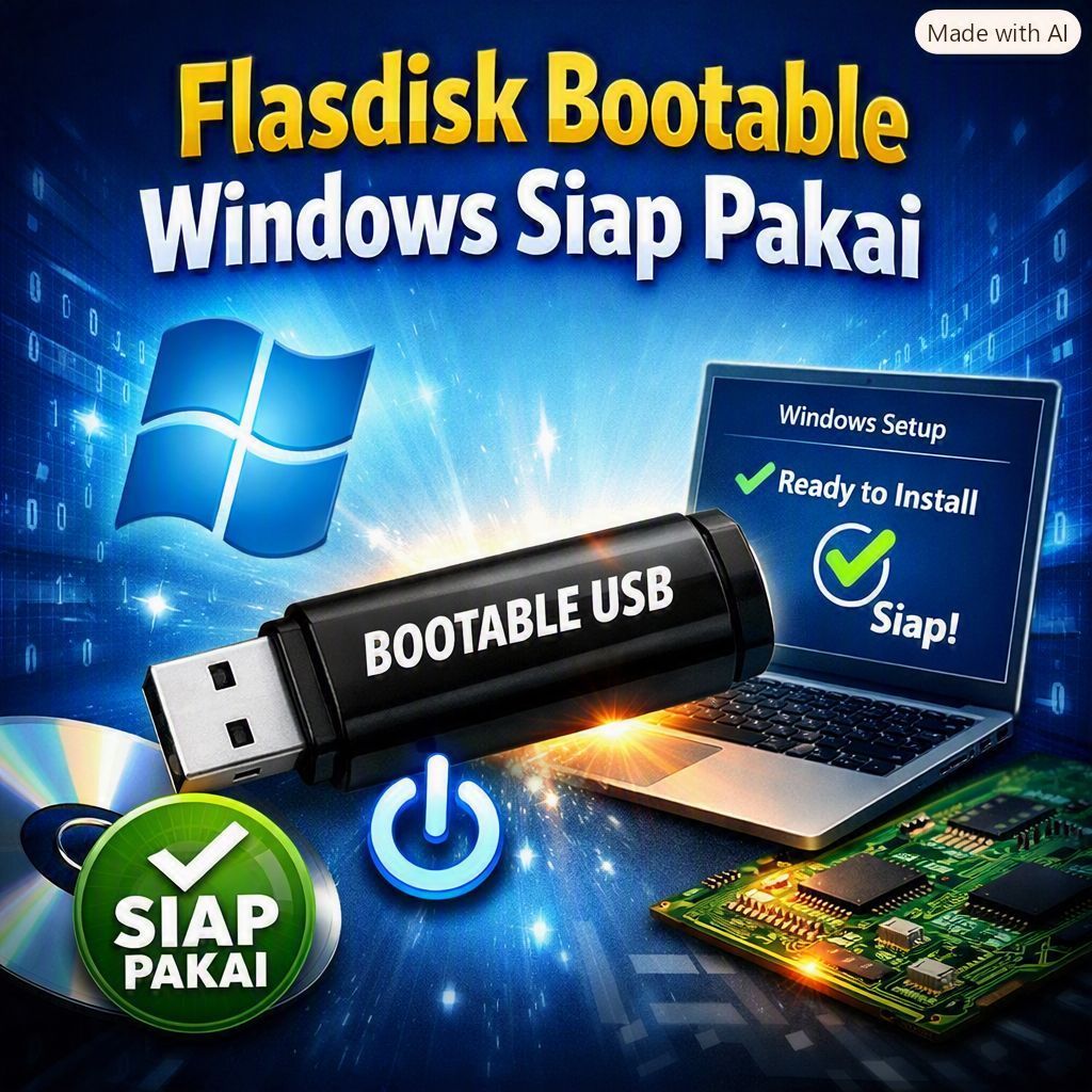 Flasdisk Bootable Windows - USB Installer Siap Pakai - Install Ulang Laptop - Komputer