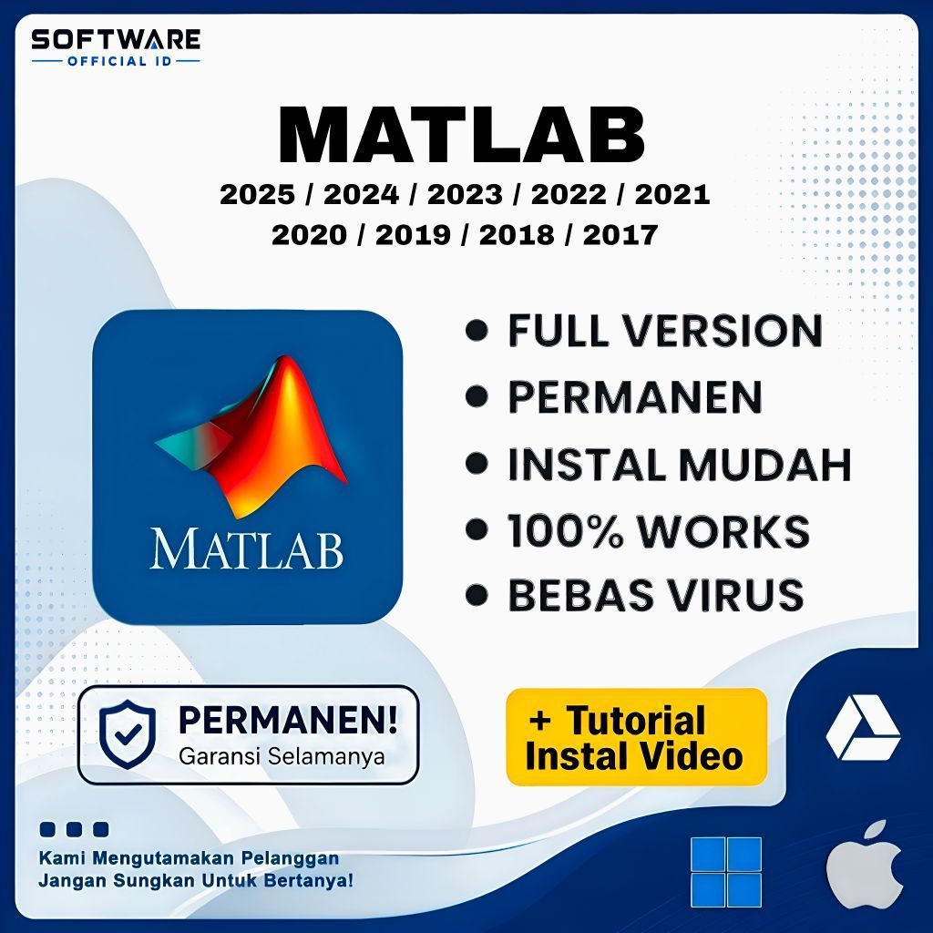 Matlab 2026 - 2017 Full Version Lifetime Permanen Windows & Mac Os | Tersedia Versi 2026 / 2025 / 20