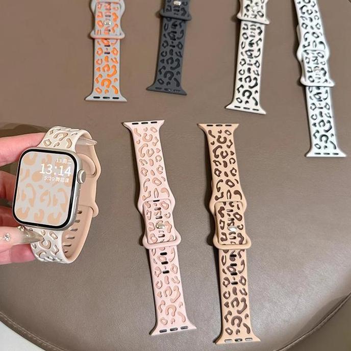 Onik_gshop91  - [Tali Jam] Silicone untuk IWatch Lucu 49mm 46mm 45mm 42mm 38mm Motif Leopard Soft Sp