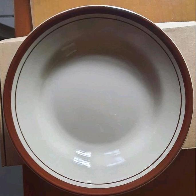VISCO.GLEDA - PIRING DAN MANGKOK KERAMIK LUCKY LIST COKLAT TEBEL UK 9INCHI DIAMETER 21CM ISI 12PCS 1
