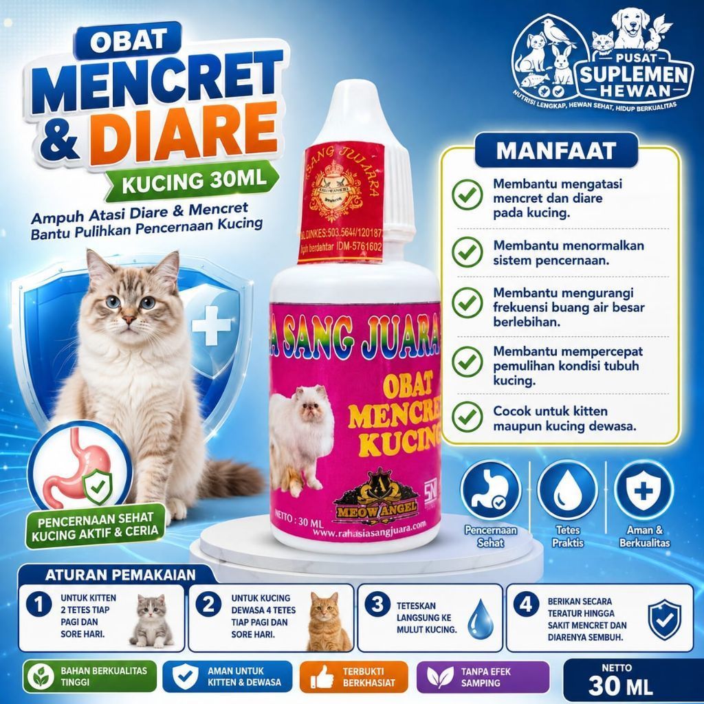 Obat Mencret & Diare Kucing 30ML | Obat Diare Kucing | Obat Mencret Kucing Kitten & Dewasa
