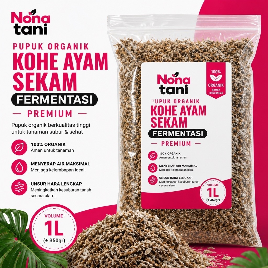 NONA TANI Kohe Ayam Sekam Fermentasi Kemasan 1 Liter / Pupuk Organik Kohe Ayam Fermentasi / Pupuk Or