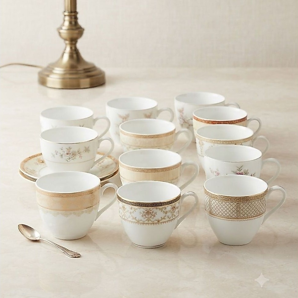 CANGKIR TEH KERAMIK MEWAH GAYA EROPA / VINTAGE TEA CUP SET