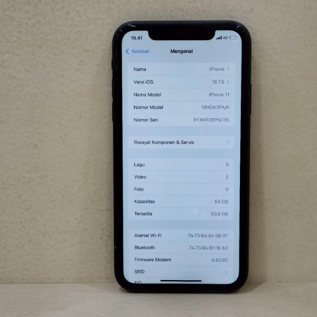 (N735-457) IPHONE 11 RAM 64GB (IBOX) PA/A, BATANGAN NO CHARGER "901392"