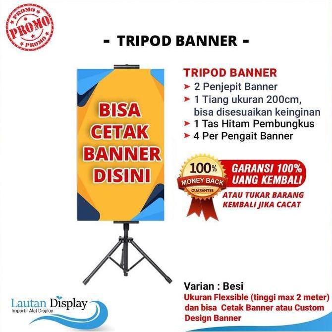 Promo Lautan Display Tripod Standing Banner Plus Cetak Banner Flexi Albatros Ukuran 2 Meter 1/2 Sisi