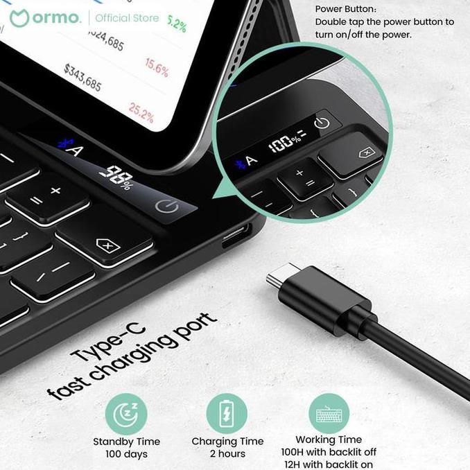Tabkita- Ormo Magic Keyboard For Ipad 8.3 Inch Ipad Mini 6