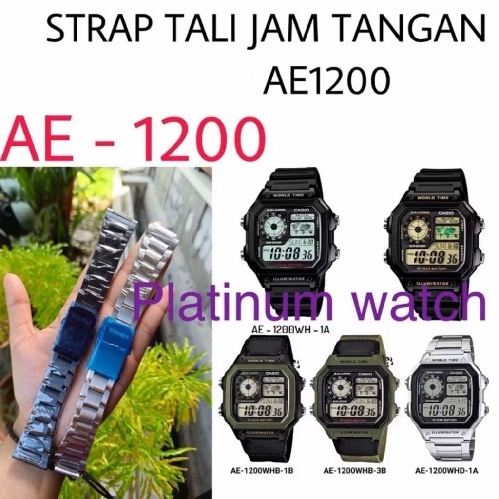 Strap stainless original pengganti utk jam tangan AE-1200 AE 1200 AE1200WHB AE 1200 W AE1200