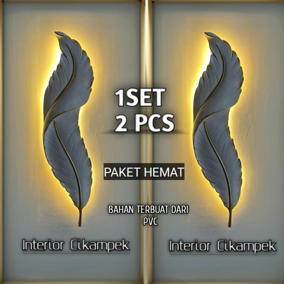 Lampu Dinding LED Bulu Angsa Estetik(1set isi 1/2 unit) Lampu Hias Dinding Aestetik Model Bulu Untuk