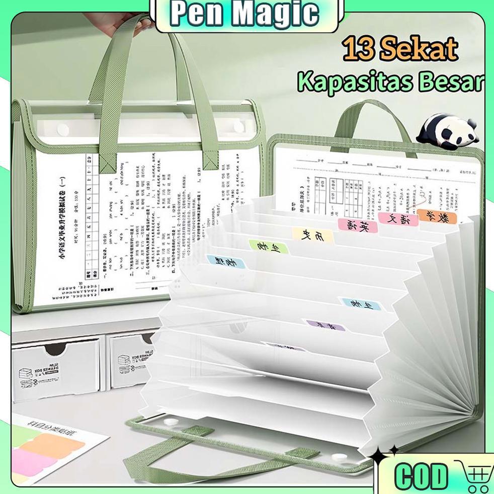 [Ready] Transparan File Folder  A4 13 Sekat Document Bag / Map Dokumen Aesthetic / Expanding File Ma