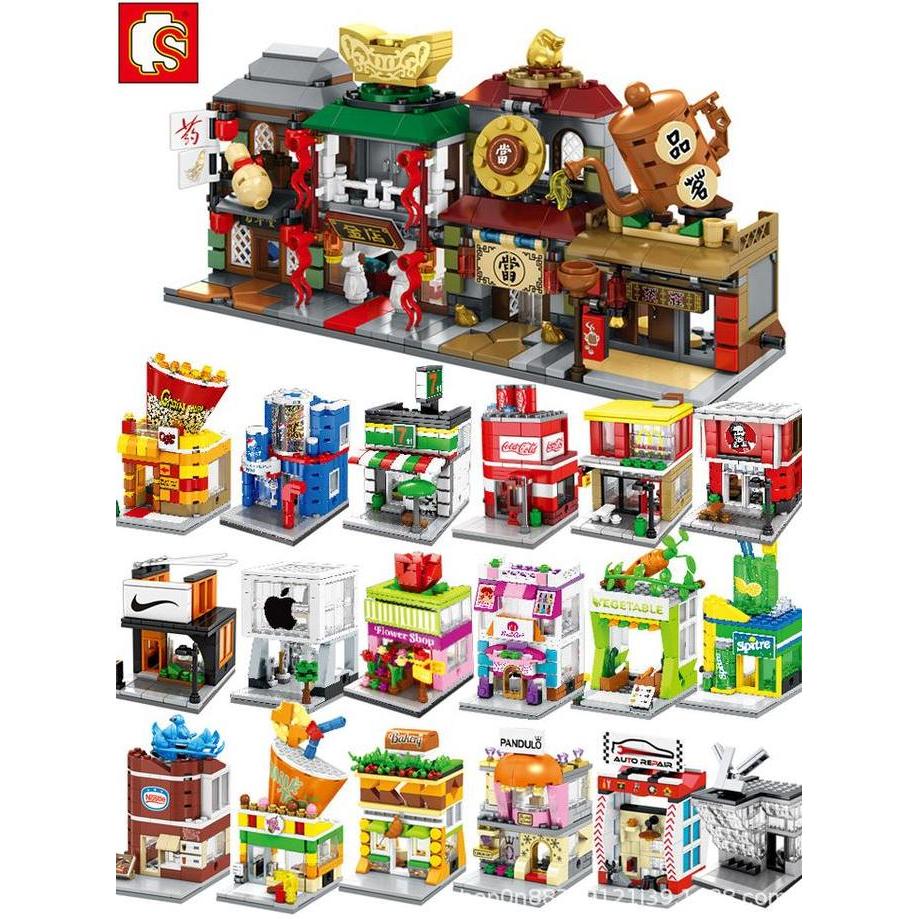 Store Mini city building street bricks DIY block sembo block koleksi