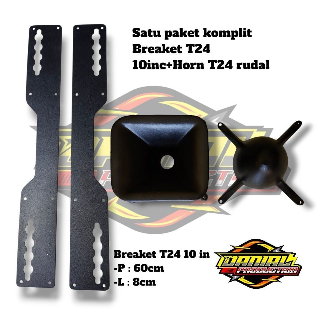 HORN tweter+Breaket box T24 dan rudal 10in, paket lengkap breaket+horn tweter t24 10in