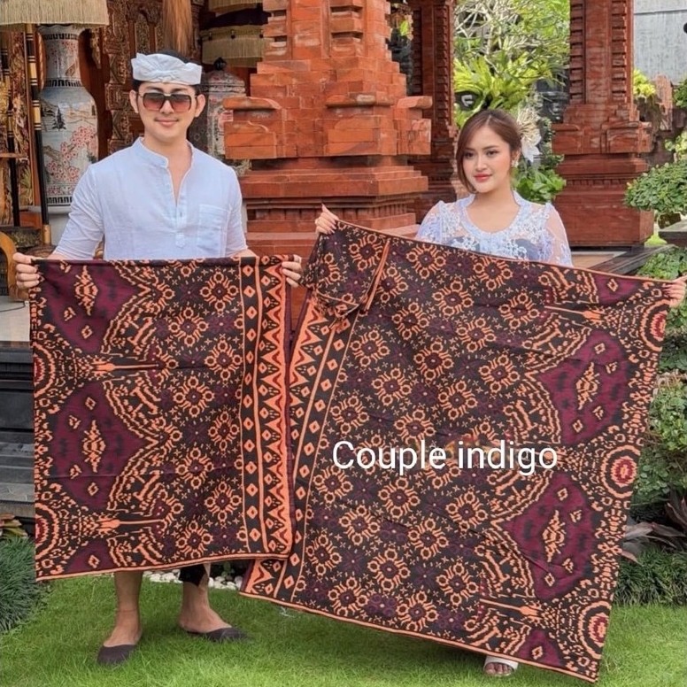 Set couple batik indigo  (Kamen +slendang+saput)