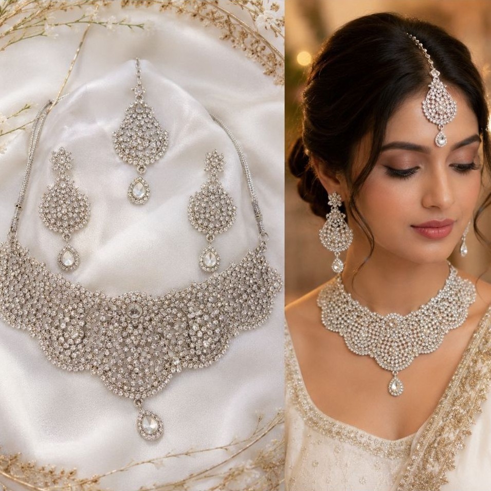 KALUNG SET INDIA PESTA SILVER – CHOKER PERHIASAN ELEGAN