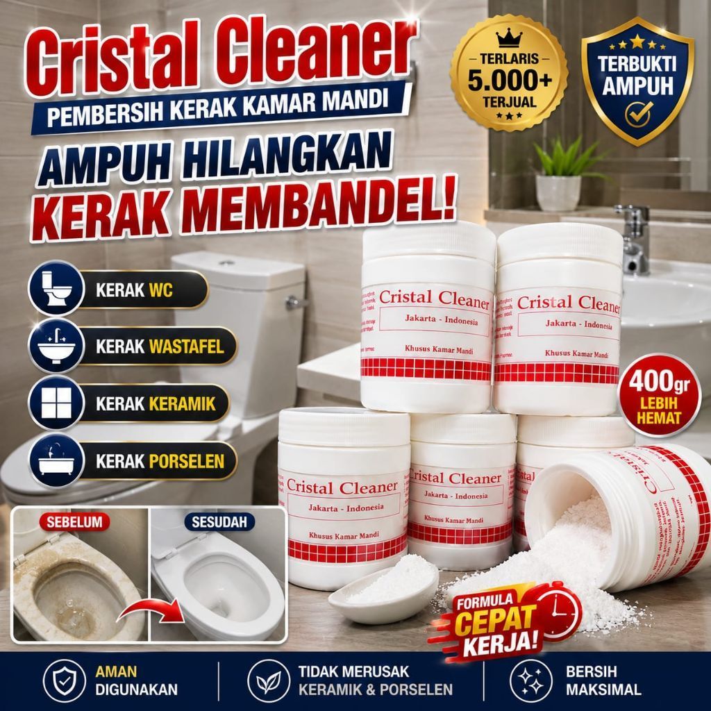 CRISTAL CLEANER pembersih kerak keramik kamar mandi / wc toilet / porselen ampuh