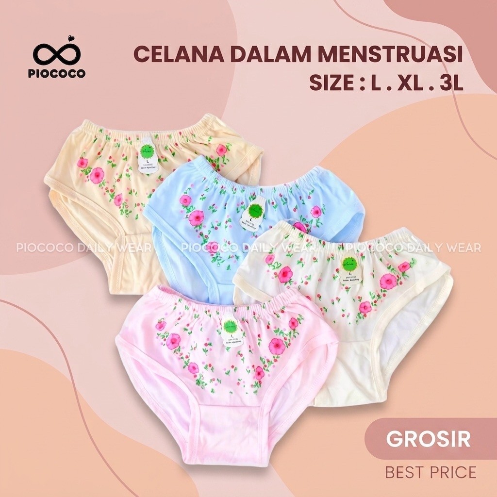 6 Pcs Celana Dalam Haid Wanita CD Cewek Menstruasi Jumbo Perempuan Remaja Katun Renda Grosir Murah W