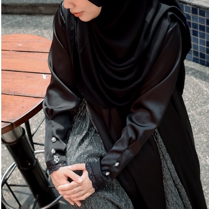 Kamila Abaya - Kamila Abaya Modern Luxury Bahan Gucci Premium Kombinasi Tile Glitter / Baju Gamis Wa