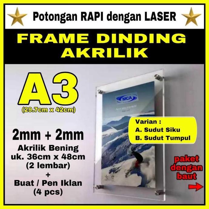 FRAME AKRILIK A3 / BINGKAI POSTER AKRILIK A3 / Acrylic Frame Foto