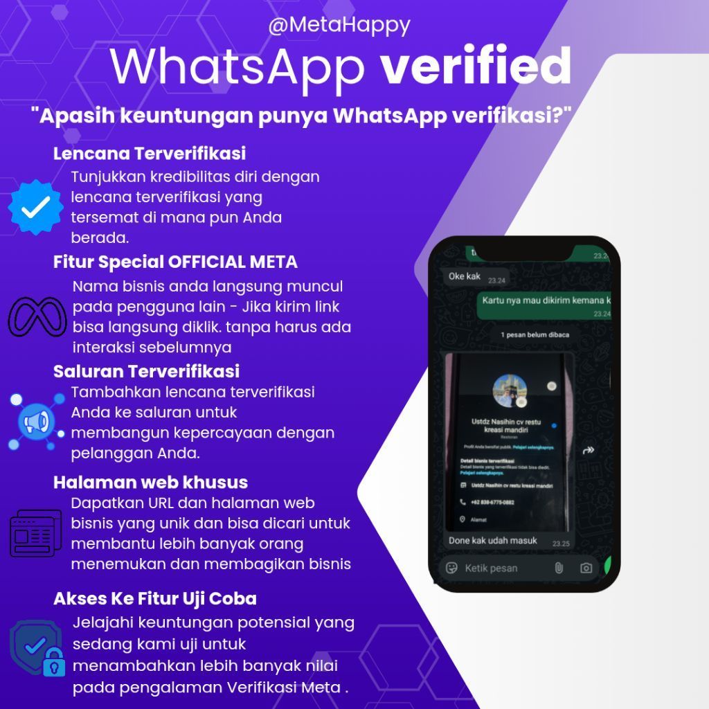 Jasa pembuatan akun verifikasi meta | Centang biru | Verified WhatsApp
