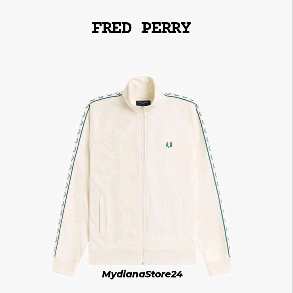 FRED PERRY - FRED PERRY CONSTRAST TAPED TRACK JACKET - ECRU