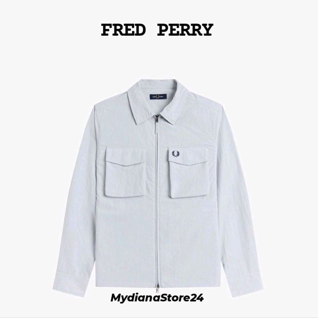 FRED PERRY - FRED PERRY  RIPSTOP POCKET OVERSHIRT -  DUSKY BLUE