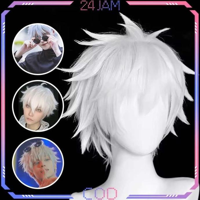Wig Gojo Satoru Karakter Rambut Palsu Cosplay Anime Wig Rambut Palsu Satoru Gojo