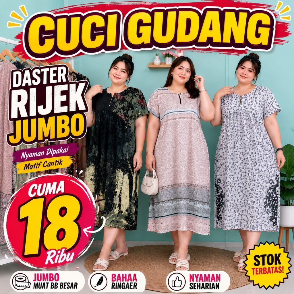 DASTER RIJEK KONVEKSI KEKINIAN WANITA JUMBO LD 120 MOTIF RANDOM
