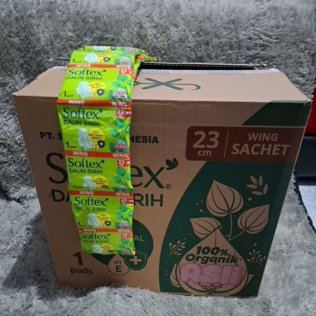 Softex Daun Sirih 1Pad KARTON 23cm  WING dan NON WING isi 480 sachet