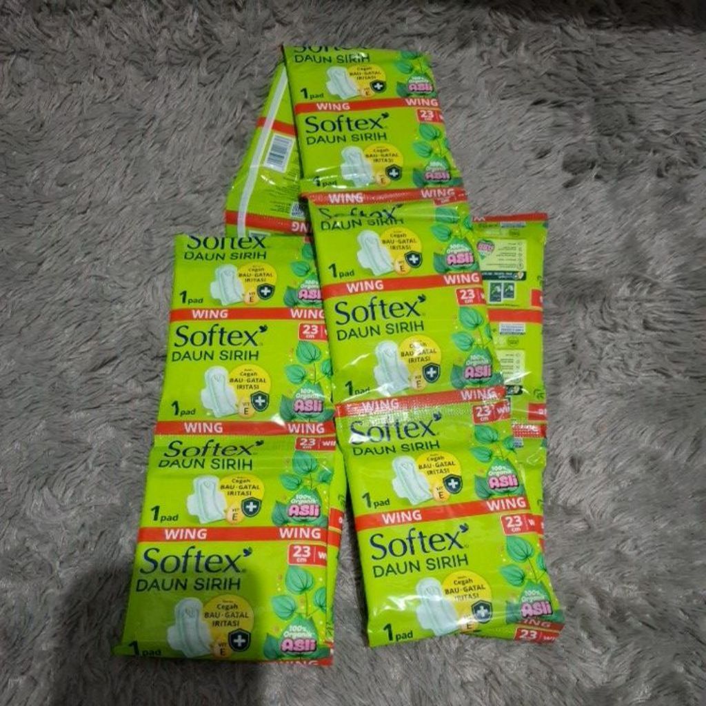 Softex Daun Sirih 1 pad 23cm WING Dan NON WING 1 renceng 10 sachet