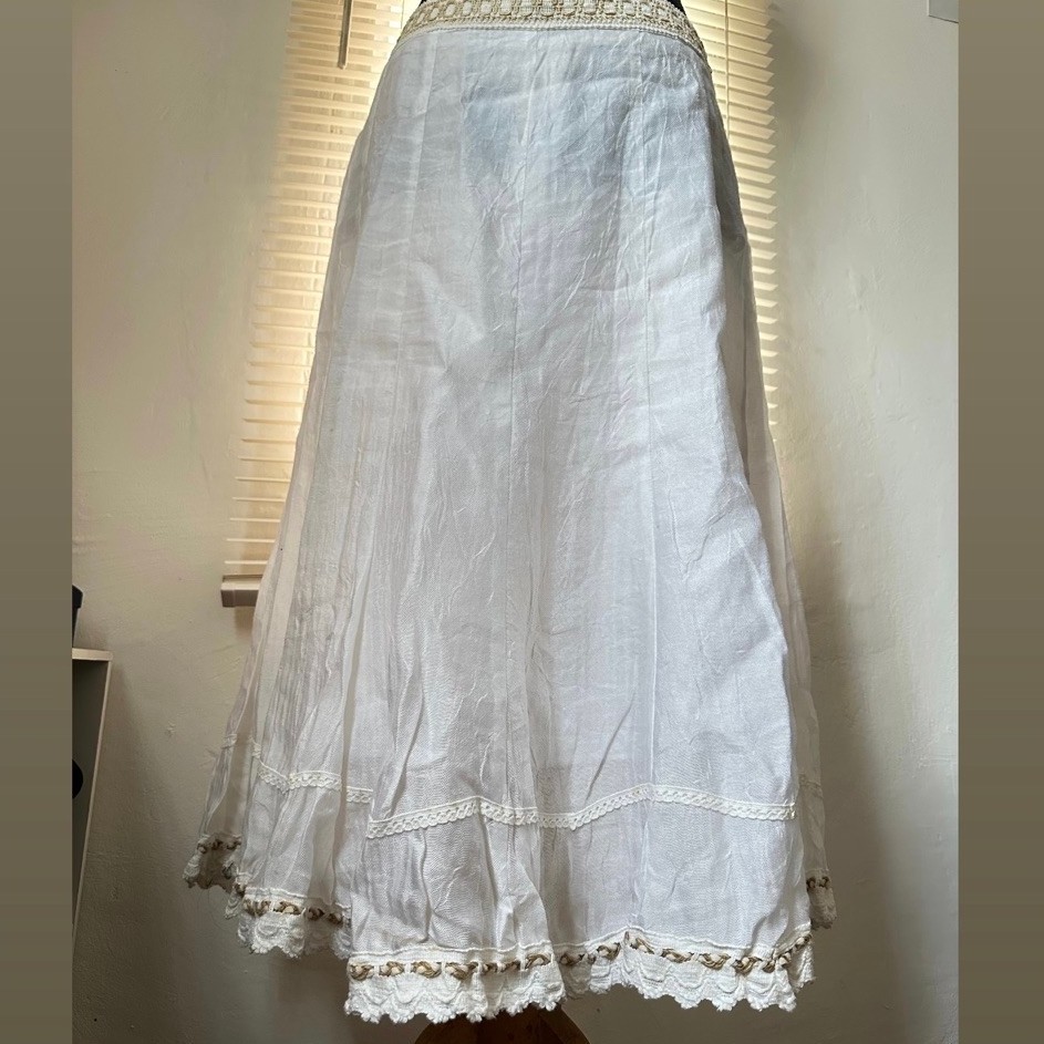 rok linen putih midi pl