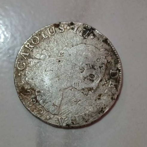 Uang Koin Kuno Perak Silver 8 Reales Hispan Spanyol Era Carolus Original Asli