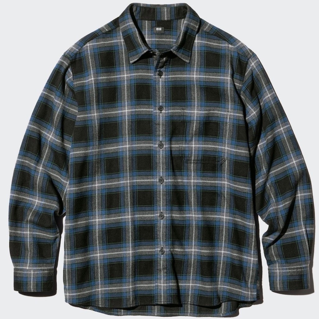Kemeja Uniqlo Man FLANNEL 09 black