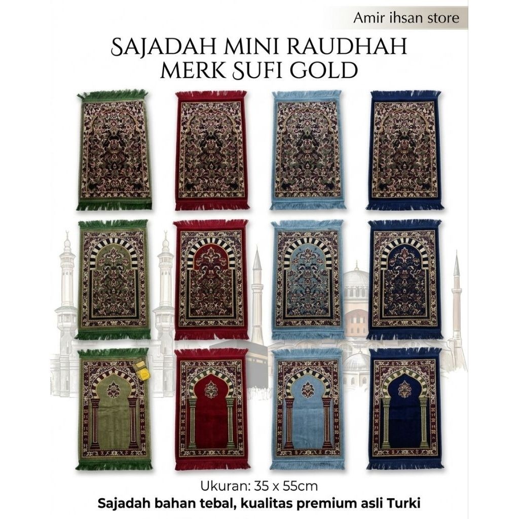 Sajadah Raudhah Mini 35x55cm Sajadah mini sufi Gold