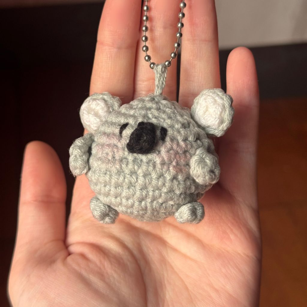 Cute Chubby Grey Koala Keychain | Gantungan Koala | Keychain Lucu Crochet